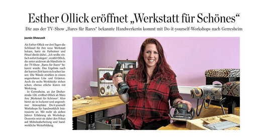 NRZ-Feature über 'Werkstatt für Schönes' führt zu zusätzlichem Workshop-Angebot - Werkstattfürschönes