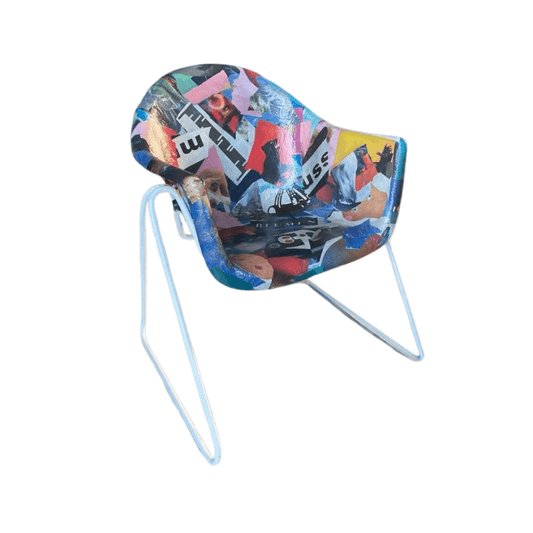 "Alter Kinderstuhl upgecycelt mit Pappmache" - Händlerstücke 2023 - Werkstattfürschönes