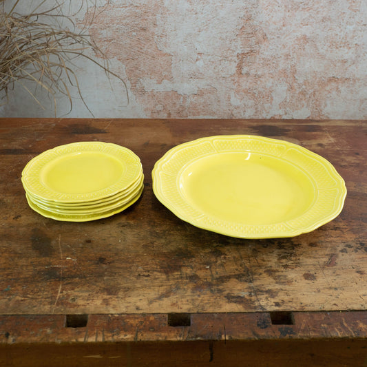 Französisches Dessertteller-Set in appetitlichen Zitronengelb - Werkstattfürschönes