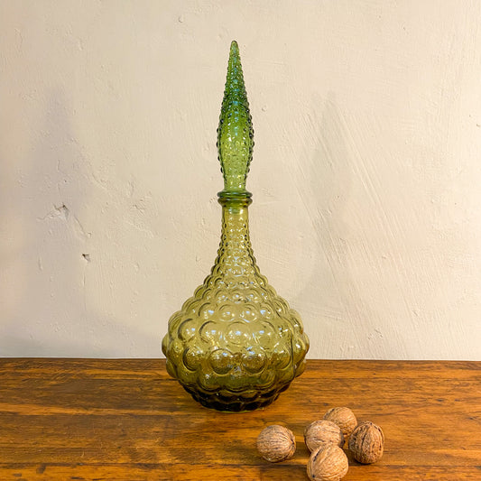 Ausgefallene Glaskaraffe "Bubble" mit Grünverlauf aus Empoli/Italien, 1960er Jahre - Werkstattfürschönes