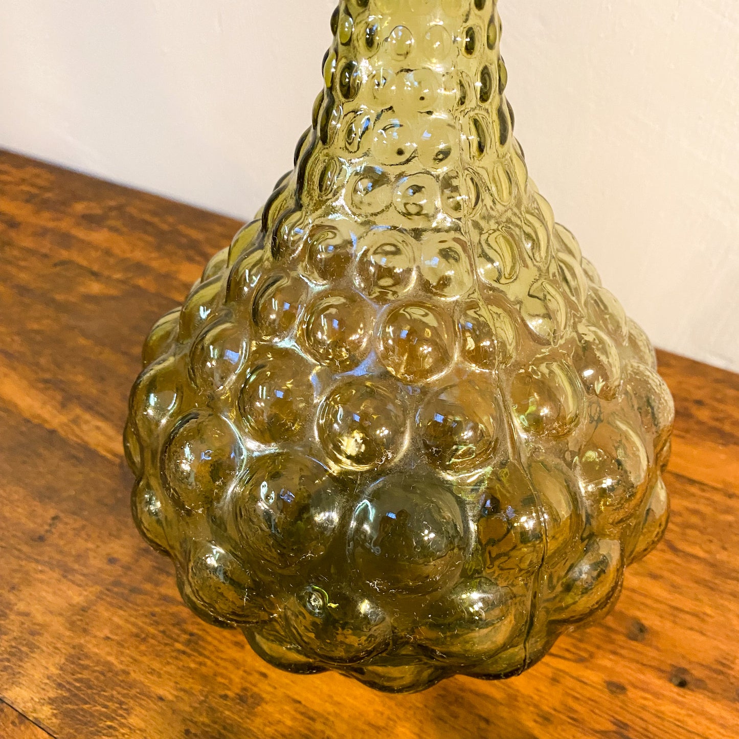 Ausgefallene Glaskaraffe "Bubble" mit Grünverlauf aus Empoli/Italien, 1960er Jahre - Werkstattfürschönes