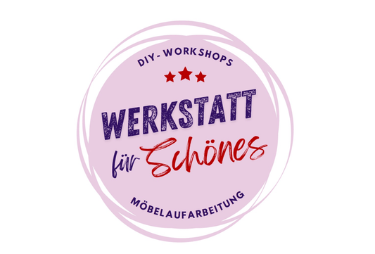 Logo Werkstattfürschönes, DIY-Workshops und Möbelaufarbeitung, lila-pink Design, Düsseldorf