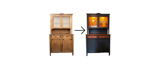 vorher-nachher: Jugendstil-Buffetschrank in Anthrazit