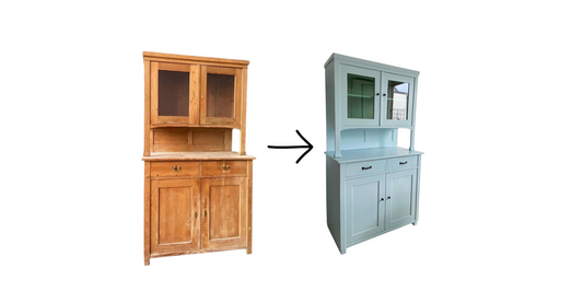 vorher-nachher: Buffetschrank in Hellblau
