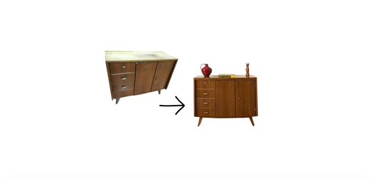 vorher-nachher: Vintagekommode mit Goldplatte