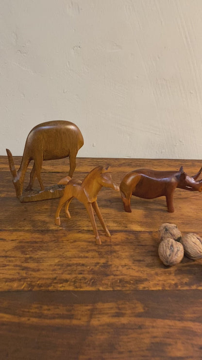 Konvolut Holztiere versch. Edelhölzer, Mid Century Dekoklassiker