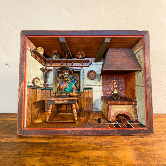 Antikes Diorama "Ruhpolding" Kastenbild Bauernstube mit Interieur, um 1900 - Esther-Ollick.shop