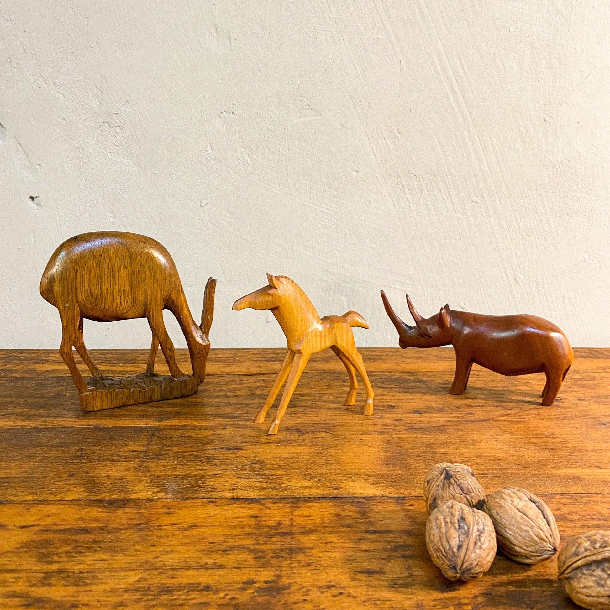 Konvolut Holztiere versch. Edelhölzer, Mid Century Dekoklassiker - Werkstattfürschönes