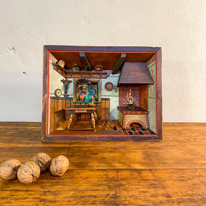 Antikes Diorama "Ruhpolding" Kastenbild Bauernstube mit Interieur, um 1900 - Esther-Ollick.shop