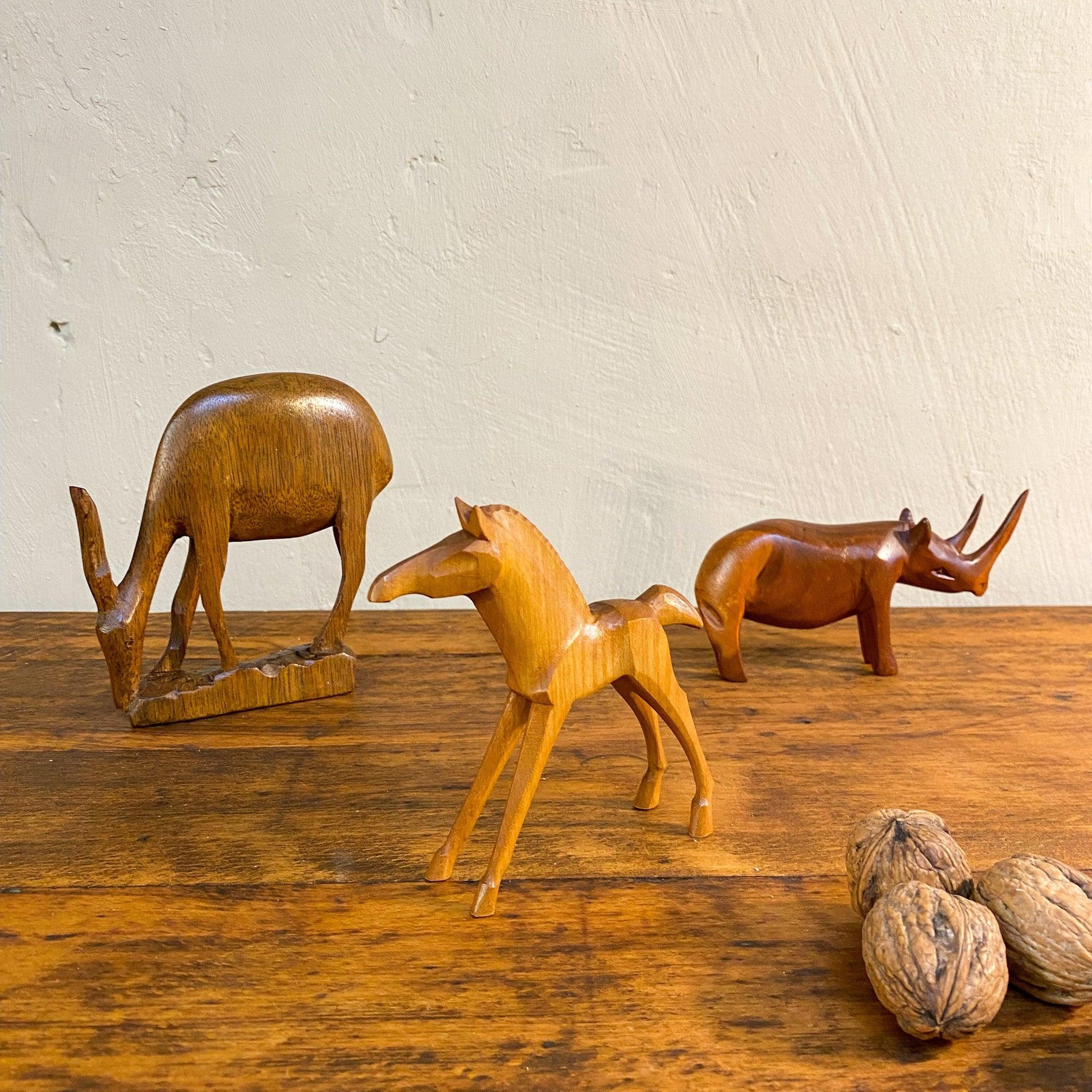 Konvolut Holztiere versch. Edelhölzer, Mid Century Dekoklassiker - Werkstattfürschönes